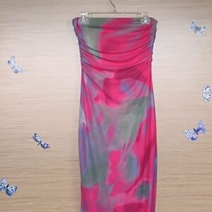 Elegant Multicolor Strapless Dress